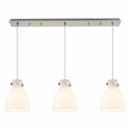 thumbnail image 1 of Innovations Lighting  Newton Bell - 3 Light 8" Cord Hung Linear Pendant Brushed Satin Nickel/White, 1 of 5