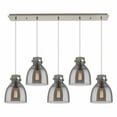 thumbnail image 1 of Innovations Lighting  Newton Bell - 5 Light 8" Cord Hung Linear Pendant Brushed Satin Nickel/Light Smoke, 1 of 5