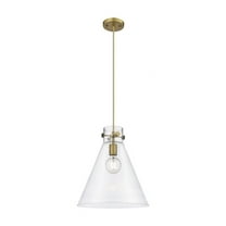 Innovations Lighting Newton Cone - 1 Light 14" Cord Hung Pendant Clear/Brushed Brass