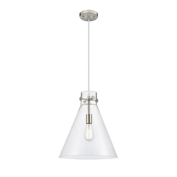 Innovations Lighting Newton Cone - 1 Light 14" Cord Hung Pendant Clear/Satin Nickel