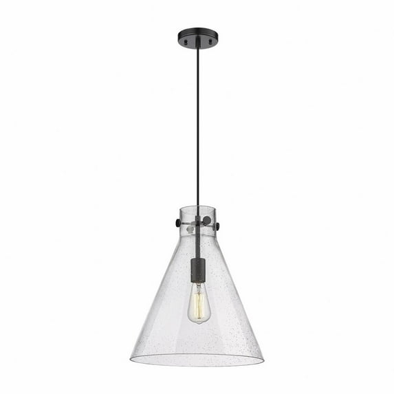 Innovations Lighting Newton Cone - 1 Light 14" Cord Hung Pendant Seedy/Matte Black