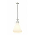 thumbnail image 1 of Innovations Lighting  Newton Cone - 1 Light 14" Stem Hung Pendant Satin Nickel/Matte White, 1 of 5