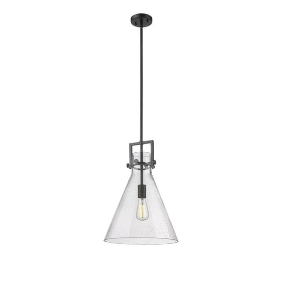 Innovations Lighting  Newton Cone - 1 Light 14" Stem Hung Pendant Seedy/Matte Black