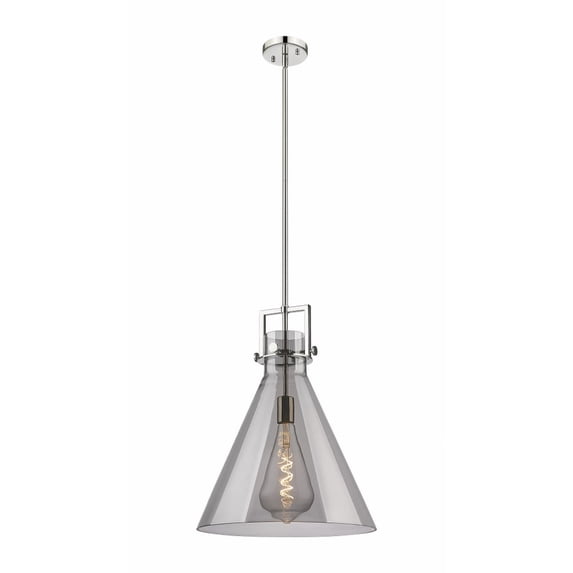 Innovations Lighting Newton Cone - 1 Light 16" Stem Hung Pendant Polished Nickel/Plated Smoke