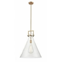 Innovations Lighting Newton Cone - 1 Light 18" Stem Hung Pendant Clear/Brushed Brass