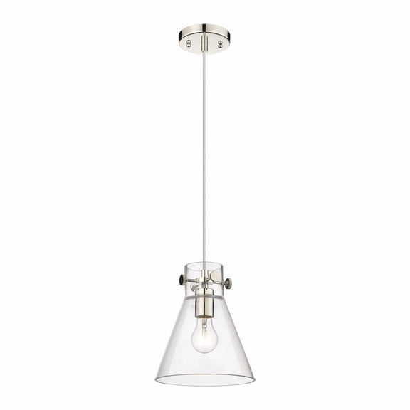 Innovations Lighting  Newton Cone - 1 Light 8" Cord Hung Pendant Clear/Polished Nickel