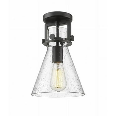 Innovations Lighting  Newton Cone - 1 Light 8" Flush Mount Seedy/Matte Black