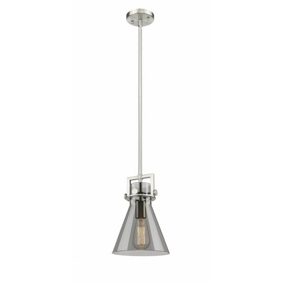 Innovations Lighting Newton Cone - 1 Light 8" Stem Hung Pendant Satin Nickel/Plated Smoke