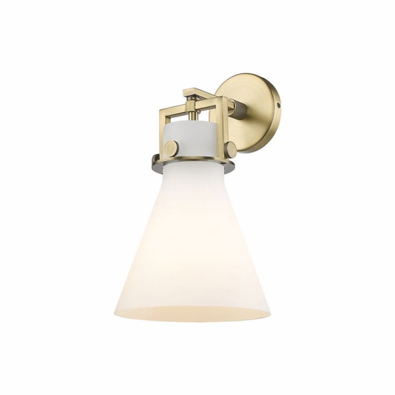 Innovations Lighting Newton Cone - 1 Light 8" Wall-Mounted Sconce Brushed Brass/Matte White