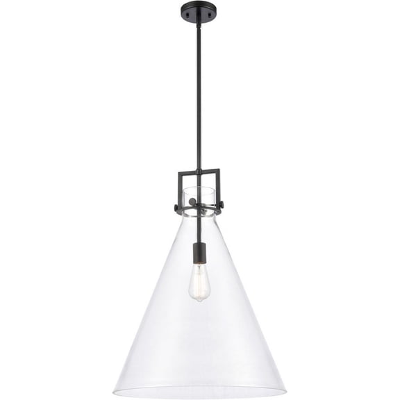 411-1S-BK-18CL Innovations Lighting Newton Cone - 1 Light Pendant In Restoration Style-22.75 Inches Tall and 18 Inches Wide-Matte Black Finish