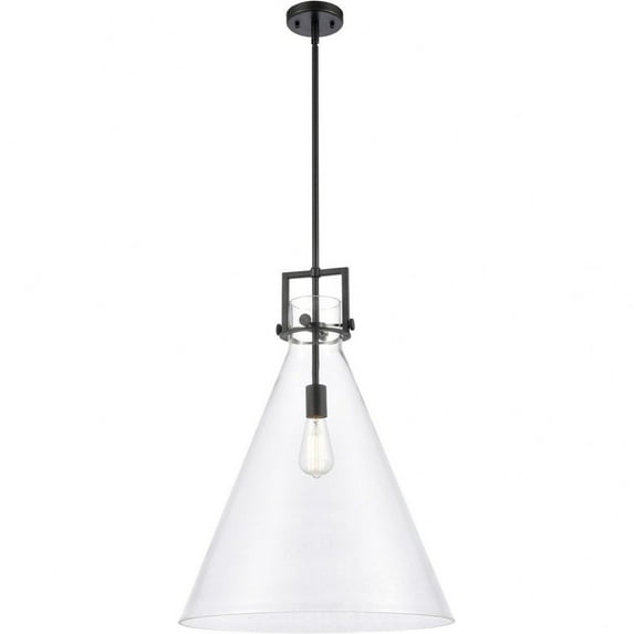 411-1S-BK-18CL Innovations Lighting Newton Cone - 1 Light Pendant In Restoration Style-22.75 Inches Tall and 18 Inches Wide-Matte Black Finish