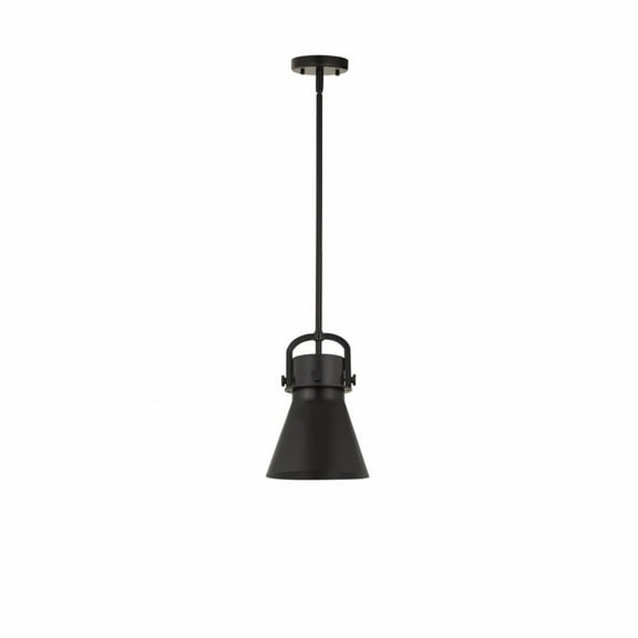 410-1SS-BK-M411-8BK-Innovations Lighting-Newton Cone - 1 Light Stem Hung Pendant In Industrial Style-11.38 Inches Tall and 8 Inches Wide-Matte Black