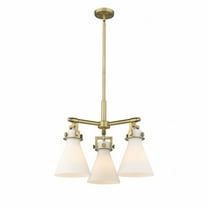 Innovations Lighting Newton Cone - 3 Light 7" Stem Hung Pendant Brushed Brass/Matte White