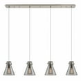 thumbnail image 1 of Innovations Lighting  Newton Cone - 4 Light 8" Cord Hung Linear Pendant Brushed Satin Nickel/Light Smoke, 1 of 5