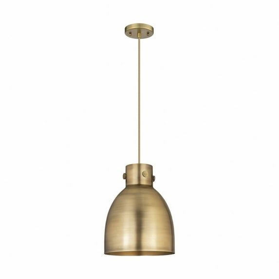 Innovations Lighting Newton Metal Bell - 1 Light 10" Cord Hung Pendant Brushed Brass