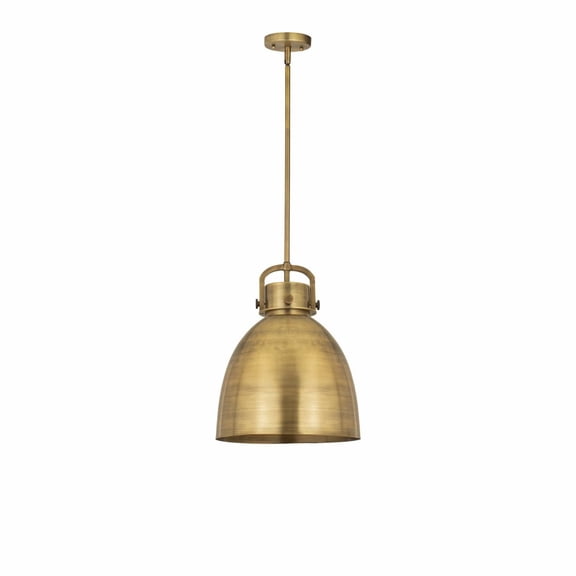 Innovations Lighting  Newton Metal Bell - 1 Light 14" Stem Hung Pendant Brushed Brass