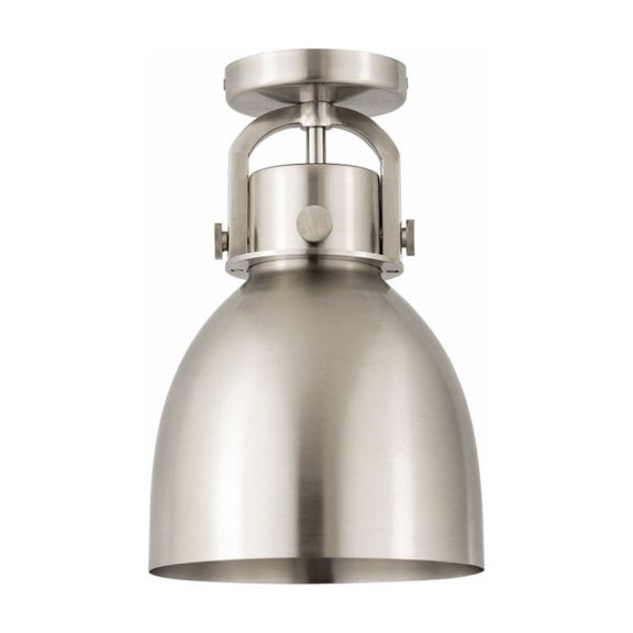 Innovations Lighting  Newton Metal Bell - 1 Light 8" Flush Mount Satin Nickel