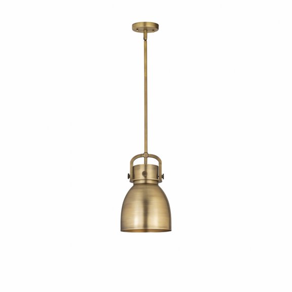 Innovations Lighting Newton Metal Bell - 1 Light 8" Stem Hung Pendant Brushed Brass
