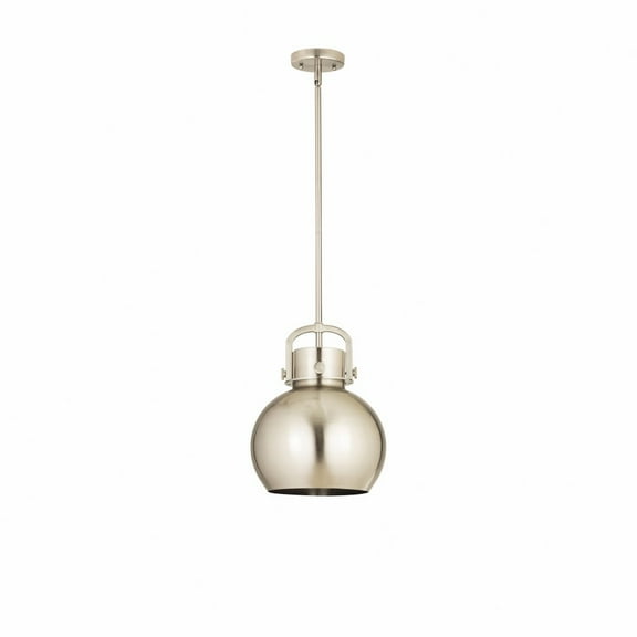 Innovations Lighting Newton Metal Sphere - 1 Light 10" Stem Hung Pendant Satin Nickel