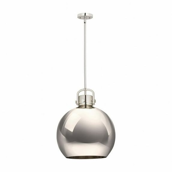 Innovations Lighting Newton Metal Sphere - 1 Light 16" Stem Hung Pendant Polished Nickel