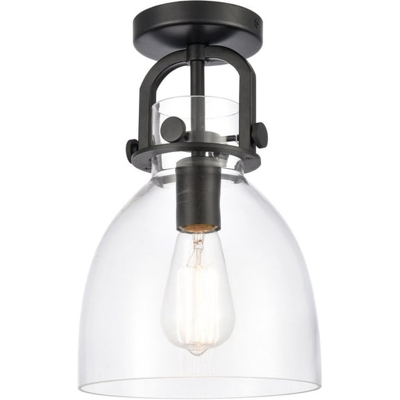 412-1F-BK-8CL Innovations Lighting Newton-One Light Flush Mount-8 Inches Wide by 12.5 Inches High-Matte Black Finish