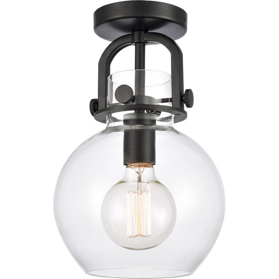 410-1F-BK-8CL Innovations Lighting Newton-One Light Flush Mount-8 Inches Wide by 12.5 Inches High-Matte Black Finish