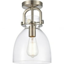 412-1F-SN-8CL Innovations Lighting Newton-One Light Flush Mount-8 Inches Wide by 12.5 Inches High-Brushed Satin Nickel Finish