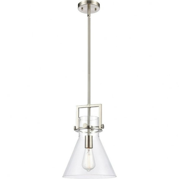 411-1S-SN-10CL Innovations Lighting Newton-One Light Mini Pendant-14 Inches Wide by 17 Inches High-Brushed Satin Nickel Finish