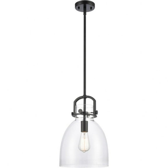 412-1S-BK-10CL Innovations Lighting Newton-One Light Mini Pendant-14 Inches Wide by 17 Inches High-Matte Black Finish