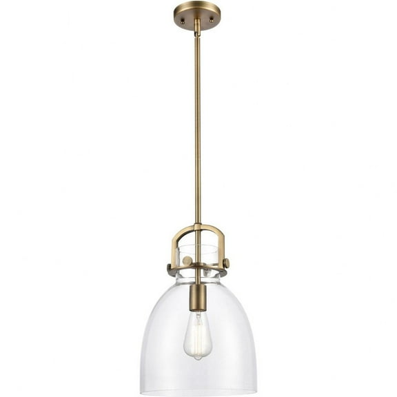 412-1S-BB-10CL Innovations Lighting Newton-One Light Mini Pendant-14 Inches Wide by 17 Inches High-Brushed Brass Finish