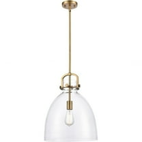 412-1S-BB-14CL Innovations Lighting Newton-One Light Mini Pendant-14 Inches Wide by 17 Inches High-Brushed Brass Finish