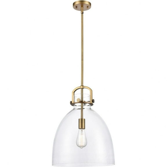 412-1S-BB-14CL Innovations Lighting Newton-One Light Mini Pendant-14 Inches Wide by 17 Inches High-Brushed Brass Finish