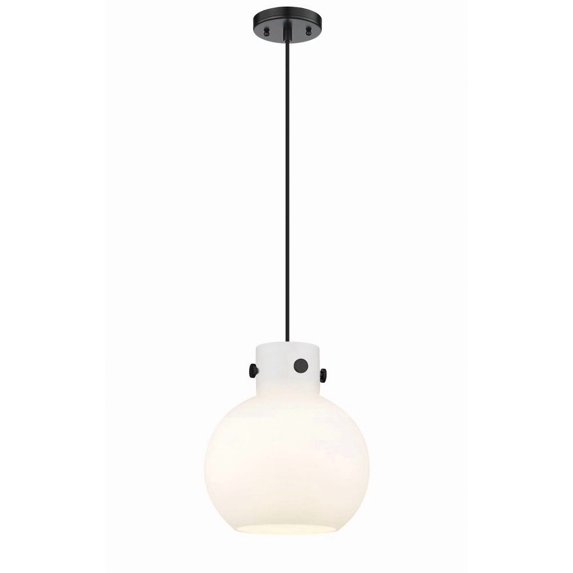 Innovations Lighting Newton Sphere - 1 Light 10" Cord Hung Pendant Matte White/Matte Black
