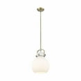 thumbnail image 1 of Innovations Lighting  Newton Sphere - 1 Light 10" Stem Hung Pendant Brushed Brass/Matte White, 1 of 5