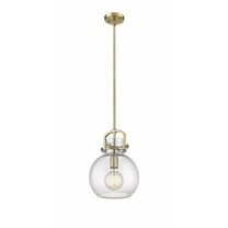 Innovations Lighting Newton Sphere - 1 Light 10" Stem Hung Pendant Brushed Brass/Seedy