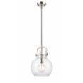 thumbnail image 1 of Innovations Lighting  Newton Sphere - 1 Light 10" Stem Hung Pendant Clear/Satin Nickel, 1 of 5