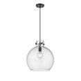 thumbnail image 1 of Innovations Lighting  Newton Sphere - 1 Light 14" Cord Hung Pendant Clear/Matte Black, 1 of 2