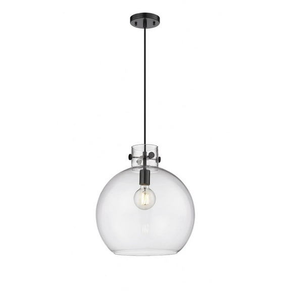 Innovations Lighting  Newton Sphere - 1 Light 14" Cord Hung Pendant Clear/Matte Black