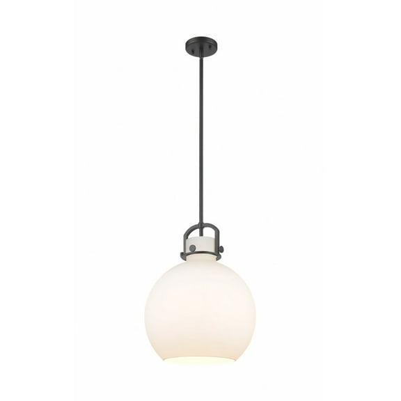 Innovations Lighting  Newton Sphere - 1 Light 14" Stem Hung Pendant Matte White/Matte Black