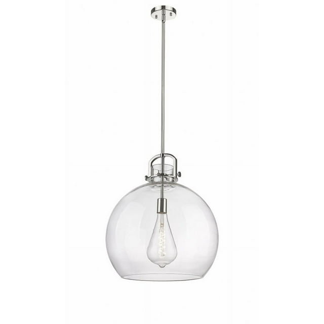Innovations Lighting  Newton Sphere - 1 Light 18" Stem Hung Pendant Clear/Polished Nickel