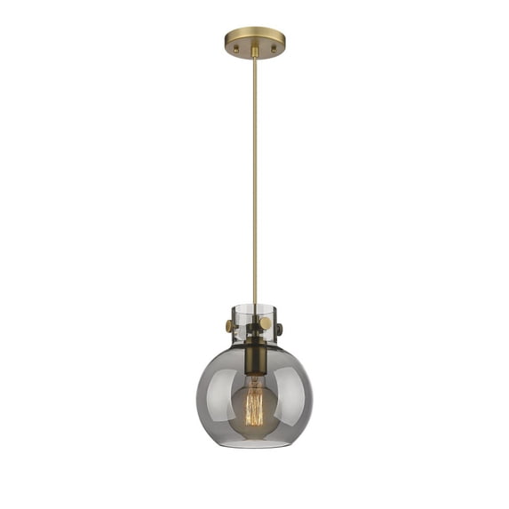 Innovations Lighting Newton Sphere - 1 Light 8" Cord Hung Pendant Brushed Brass/Plated Smoke