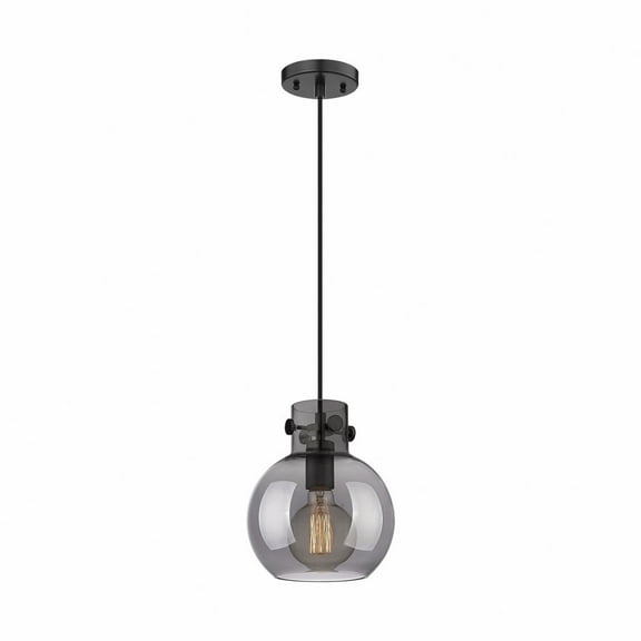 Innovations Lighting  Newton Sphere - 1 Light 8" Cord Hung Pendant Matte Black/Plated Smoke