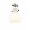 thumbnail image 1 of Innovations Lighting  Newton Sphere - 1 Light 8" Flush Mount Satin Nickel/Matte White, 1 of 5