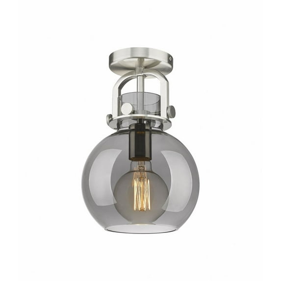Innovations Lighting Newton Sphere - 1 Light 8" Flush Mount Satin Nickel/Plated Smoke