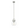 thumbnail image 1 of Innovations Lighting  Newton Sphere - 1 Light 8" Stem Hung Pendant Clear/Satin Nickel, 1 of 5