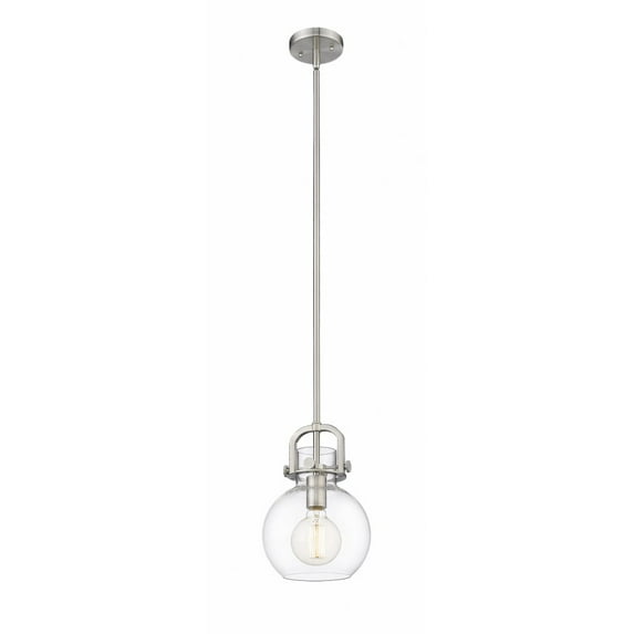 Innovations Lighting Newton Sphere - 1 Light 8" Stem Hung Pendant Clear/Satin Nickel