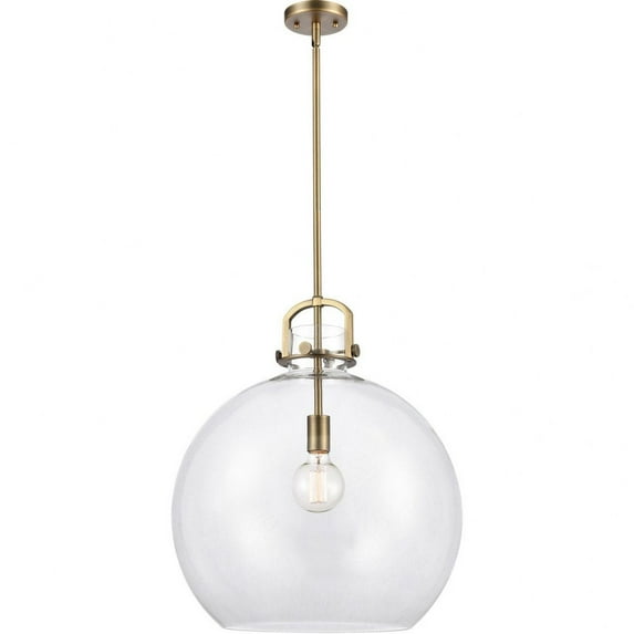 410-1S-BB-18CL Innovations Lighting Newton Sphere - 1 Light Pendant In Restoration Style-20.5 Inches Tall and 18 Inches Wide-Brushed Brass Finish