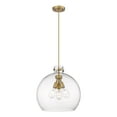 thumbnail image 1 of Innovations Lighting  Newton Sphere - 3 Light 18" Cord Hung Pendant Clear/Brushed Brass, 1 of 5