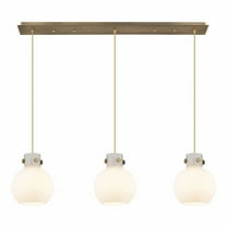 Innovations Lighting  Newton Sphere - 3 Light 8" Cord Hung Linear Pendant Brushed Brass/White
