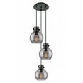 thumbnail image 1 of Innovations Lighting  Newton Sphere - 3 Light 8" Cord Hung Multi Pendant - 10" Canopy Matte Black/Light Smoke, 1 of 5